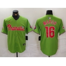 Men's Philadelphia Phillies #16 Brandon Marsh Green With Patch Stitched Cool Base Nike Jersey