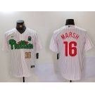 Men's Philadelphia Phillies #16 Brandon Marsh White Green Cool Base Stitched Jerseys