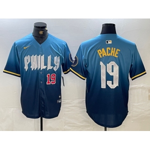 Men's Philadelphia Phillies #19 Cristian Pache Blue 2024 City Connect Limited Stitched Jerseys