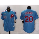 Men's Philadelphia Phillies #20 Mike Schmidt Number Light Blue Cooperstown Cool Base Jersey