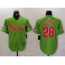 Men's Philadelphia Phillies #28 Alec Bohm Green With Patch Stitched Cool Base Nike Jersey