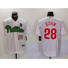 Men's Philadelphia Phillies #28 Alec Bohm White Green Cool Base Stitched Jerseys