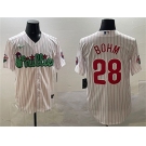 Men's Philadelphia Phillies #28 Alec Bohm White Phanatic Cool Base Stitched Jersey