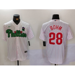 Men's Philadelphia Phillies #28 White Green Cool Base Stitched Jersey