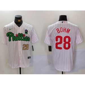 Men's Philadelphia Phillies #28 White Green Cool Base Stitched Jerseys