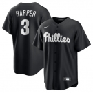 Men's Philadelphia Phillies #3 Bryce Harper Black Lights Out Limited Stitched Baseball Jersey