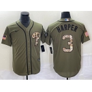 Men's Philadelphia Phillies #3 Bryce Harper Green Salute to Service Cool Base Stitched Nike Jersey