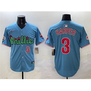 Men's Philadelphia Phillies #3 Bryce Harper Light Blue Phanatic Limited Stitched Jersey