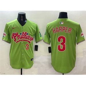 Men's Philadelphia Phillies #3 Bryce Harper Light Green Phanatic Limited Stitched Jersey