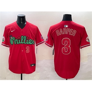 Men's Philadelphia Phillies #3 Bryce Harper Red Phanatic Limited Stitched Jersey