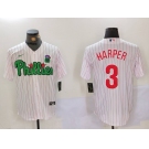 Men's Philadelphia Phillies #3 Bryce Harper White Green Cool Base Stitched Jersey