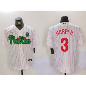 Men's Philadelphia Phillies #3 Bryce Harper White Green Cool Base Stitched Jersey