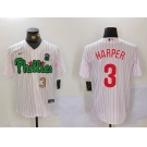 Men's Philadelphia Phillies #3 Bryce Harper White Green Cool Base Stitched Jerseys