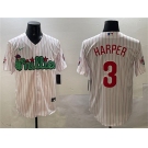 Men's Philadelphia Phillies #3 Bryce Harper White Phanatic Cool Base Stitched Jersey