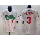 Mens Philadelphia Phillies #3 Bryce Harper White Phanatic Limited Stitched Jersey