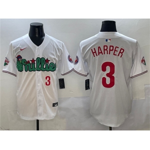 Men's Philadelphia Phillies #3 Bryce Harper White Phanatic Limited Stitched Jersey