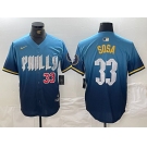 Men's Philadelphia Phillies #33 Edmundo Sosa Blue 2024 City Connect Limited Stitched Jerseys