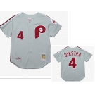 Men's Philadelphia Phillies #4 Lenny Dykstra Mitchell and Ness Grey 1989 Throwback Stitched MLB Jersey