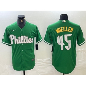 Men's Philadelphia Phillies #45 Zack Wheeler Kelly Green Cool Base Jersey