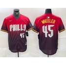 Men's Philadelphia Phillies #45 Zack Wheeler Red 2024 City Player Number Cool Base Jersey