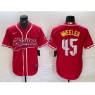 Men's Philadelphia Phillies #45 Zack Wheeler Red Cool Base Stitched Baseball Jersey