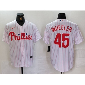 Men's Philadelphia Phillies #45 Zack Wheeler White Cool Base Stitched Jersey