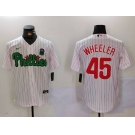 Men's Philadelphia Phillies #45 Zack Wheeler White Green Cool Base Stitched Jersey