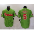 Men's Philadelphia Phillies #5 Bryson Stott Green With Patch Stitched Cool Base Nike Jersey