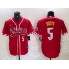 Men's Philadelphia Phillies #5 Bryson Stott Number Red Cool Base Stitched Baseball Jersey