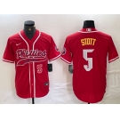 Men's Philadelphia Phillies #5 Bryson Stott Number Red Cool Base Stitched Baseball Jerseys