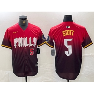 Men's Philadelphia Phillies #5 Bryson Stott Red 2024 City Player Number Cool Base Jerseys
