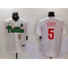 Men's Philadelphia Phillies #5 Bryson Stott White Green Cool Base Stitched Jerseys