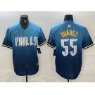 Men's Philadelphia Phillies #55 Ranger Suarez Blue 2024 City Cool Base Jersey