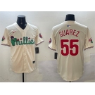 Men's Philadelphia Phillies #55 Ranger Suárez Cream Phanatic Limited Stitched Jersey