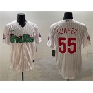 Men's Philadelphia Phillies #55 Ranger Suárez White Phanatic Cool Base Stitched Jersey
