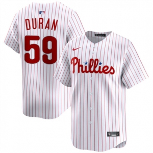 Men's Philadelphia Phillies #59 Jhoan Durán White Home Limited Stitched Jersey