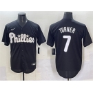 Men's Philadelphia Phillies #7 Trea Turner Black Lights Out Limited Stitched Baseball Jersey