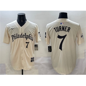 Men's Philadelphia Phillies #7 Trea Turner Cream Gothic Vapor Limited Stitched Jersey