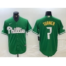 Men's Philadelphia Phillies #7 Trea Turner Kelly Green Cool Base Jersey