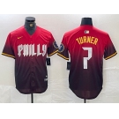 Men's Philadelphia Phillies #7 Trea Turner Red 2024 City Cool Base Jersey