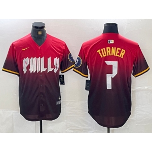 Men's Philadelphia Phillies #7 Trea Turner Red 2024 City Cool Base Jersey