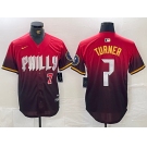 Men's Philadelphia Phillies #7 Trea Turner Red 2024 City Player Number Cool Base Jerseys