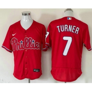 Men's Philadelphia Phillies #7 Trea Turner Red Stitched MLB Flex Base Nike Jersey