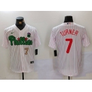 Men's Philadelphia Phillies #7 Trea Turner White Green Cool Base Stitched Jerseys