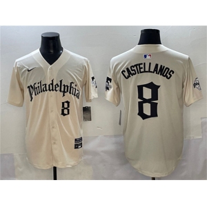 Men's Philadelphia Phillies #8 Nick Castellanos Cream Gothic Vapor Limited Stitched Jersey