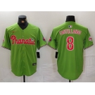 Men's Philadelphia Phillies #8 Nick Castellanos Green With Patch Stitched Cool Base Nike Jersey