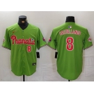 Men's Philadelphia Phillies #8 Nick Castellanos Number Green With Patch Stitched Cool Base Nike Jersey