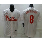 Men's Philadelphia Phillies #8 Nick Castellanos White Stitched MLB Cool Base Nike Jersey