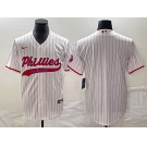 Men's Philadelphia Phillies Blank White Pinstripe Cool Base Stitched Baseball Jersey