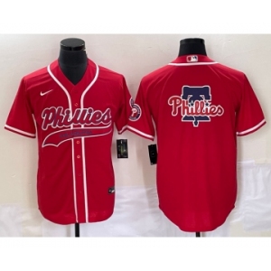 Men's Philadelphia Phillies Red Team Big Logo Cool Base Stitched Baseball Jersey